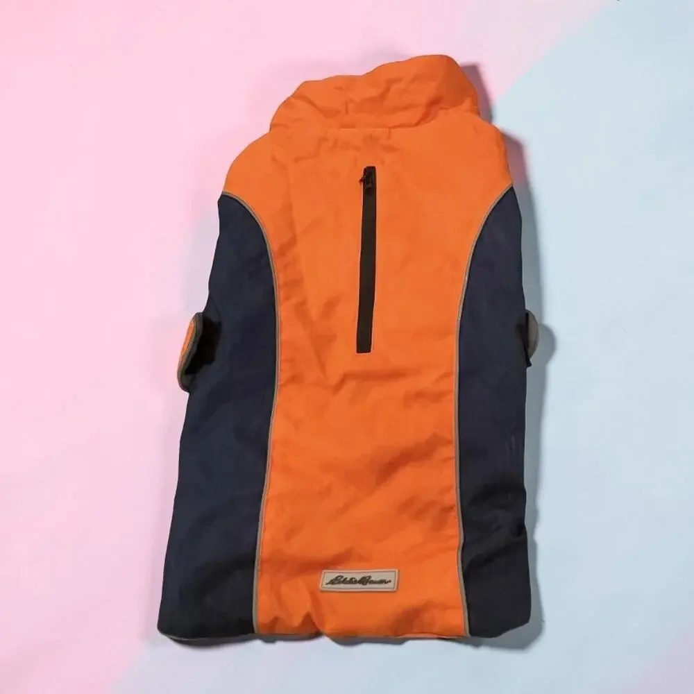 Eddie Bauer Orcas Dog Jacket Large Reversible Windbreaker Orange Fleece Vest